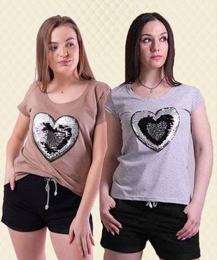 Костюм Серце футболка+шорти фулікра 48-50 300230 фото