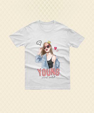 Базова жіноча футболка Young and cute кулір 44 70287 фото