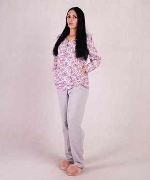 Жіноча піжама байка кнопка Квіти 48-50 300326 фото